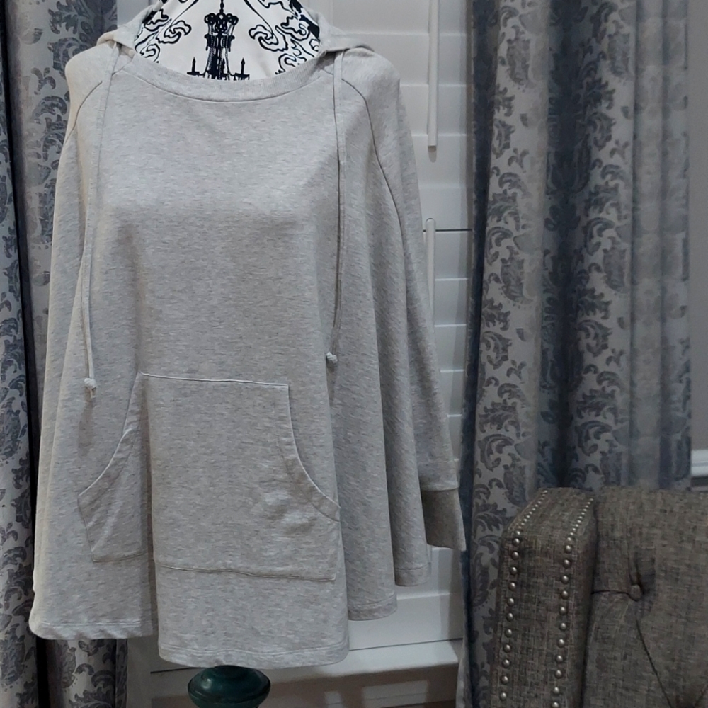 Jersey Style Poncho with Hoodie